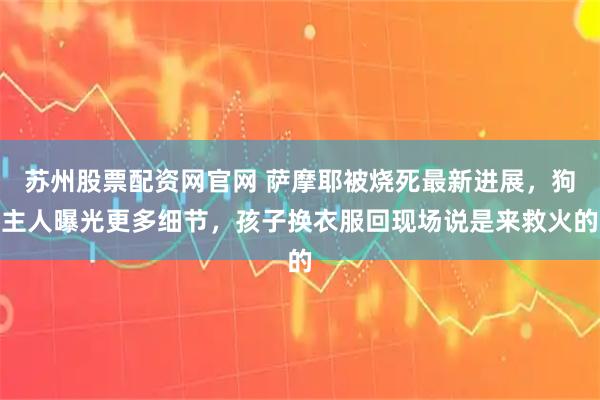 苏州股票配资网官网 萨摩耶被烧死最新进展，狗主人曝光更多细节，孩子换衣服回现场说是来救火的
